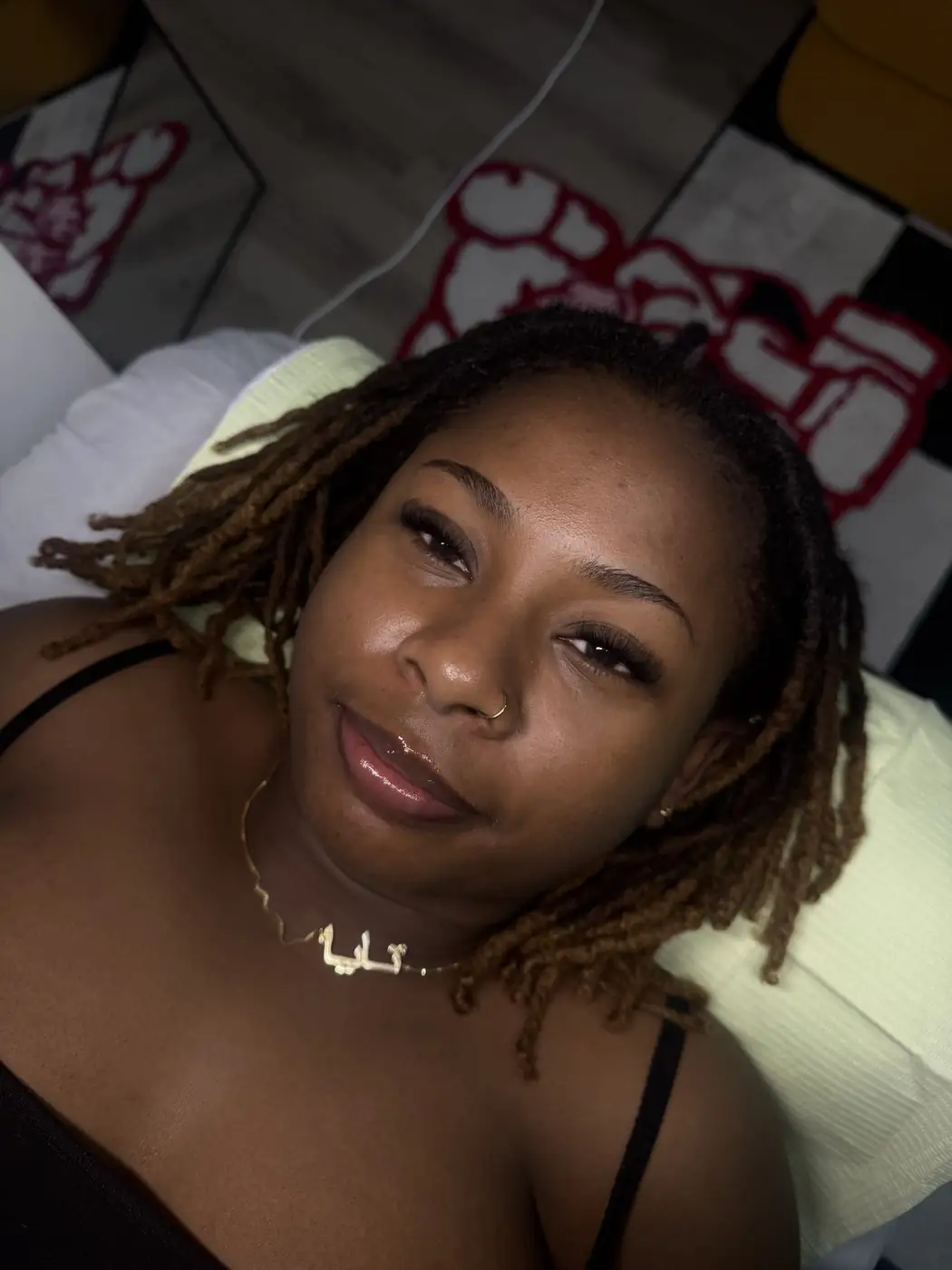 Client showing a soft full lash set